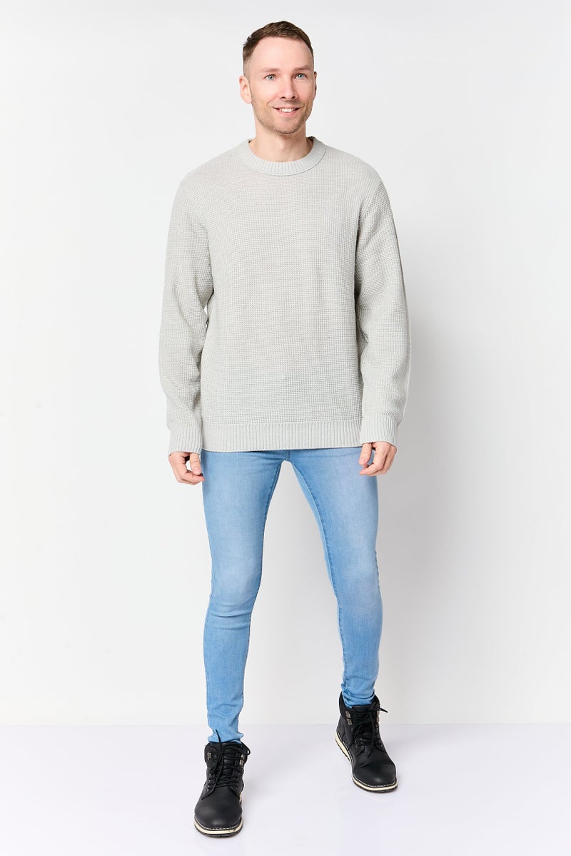 JACK & JONES Men Crew Neck Knitted Sweater, Light Grey - Image 2
